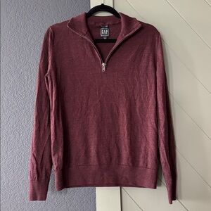 Gap 1/4 Zip Merino Wool‎ Sweater Burgundy Men’s Size S